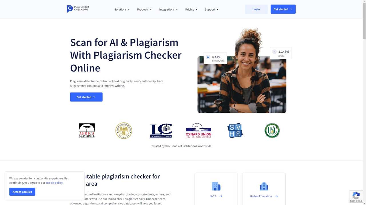 PlagiarismCheck.org 截图