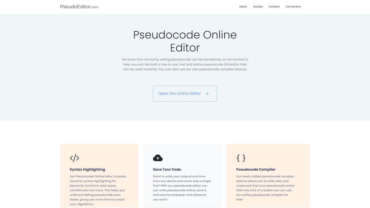 Pseudocode Online Editor 截图