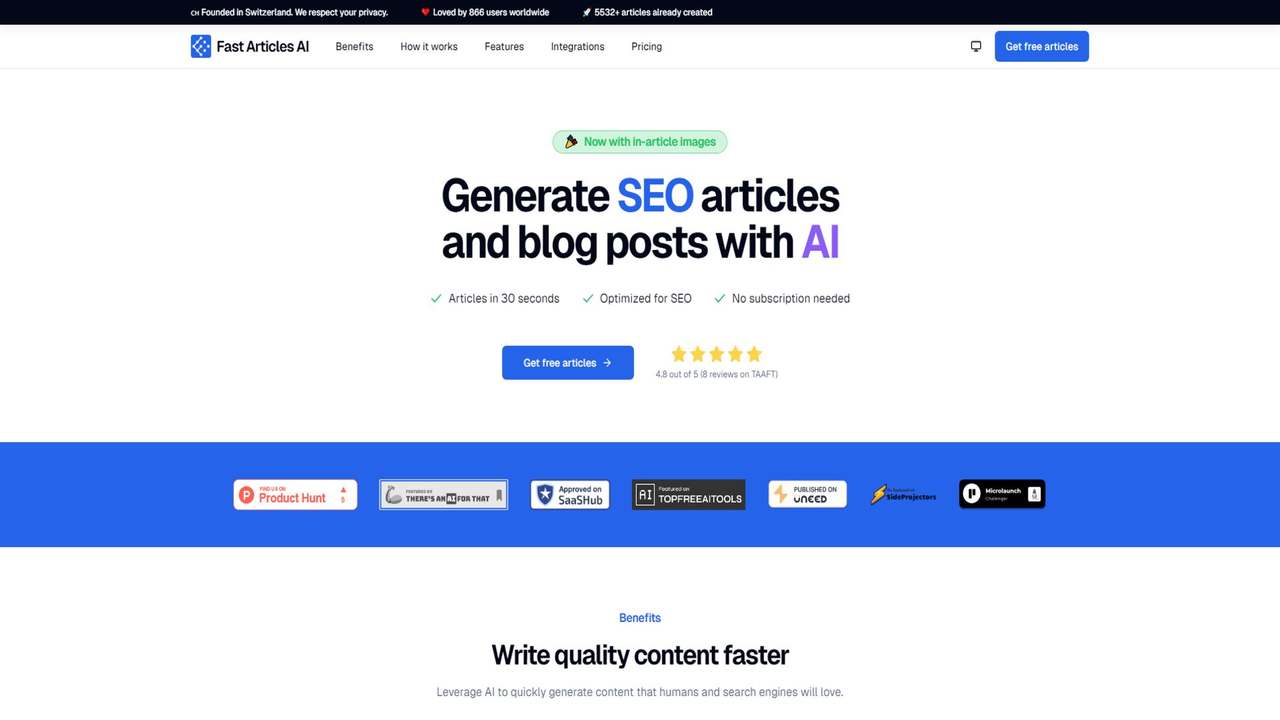 Fast Articles AI 截图