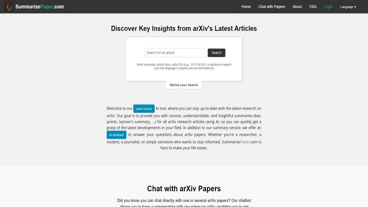 SummarizePaper 截图
