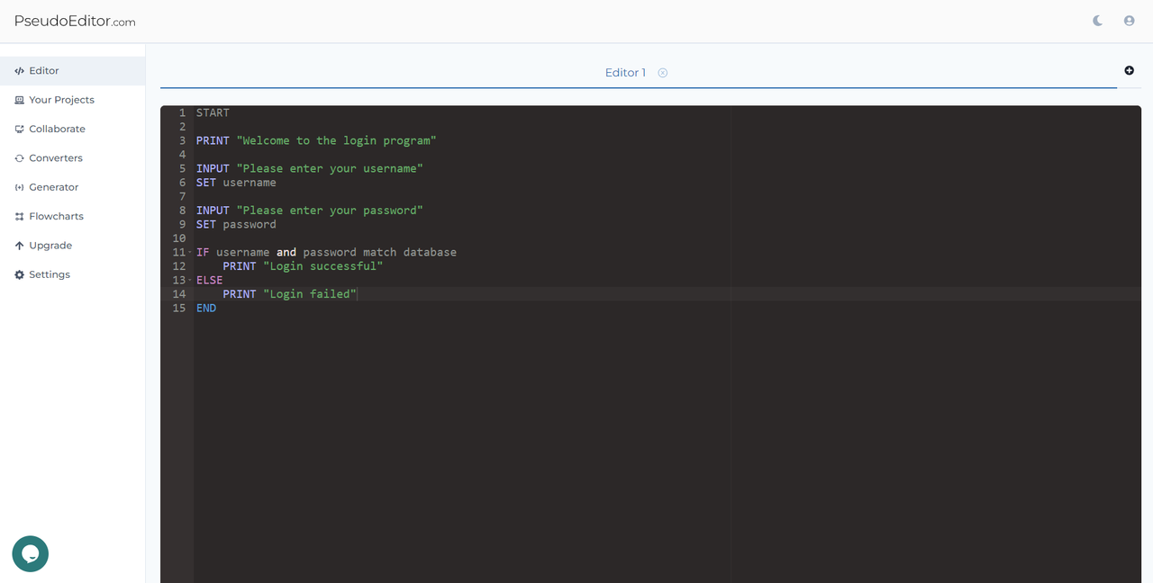 Pseudocode Online Editor 截图