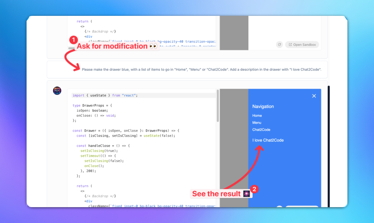 Chat2Code 截图