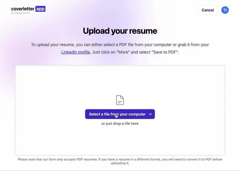 CoverLetter.app 截图