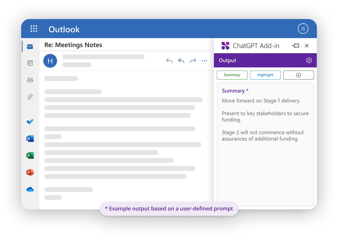 ChatGPT Add-in for Outlook 截图