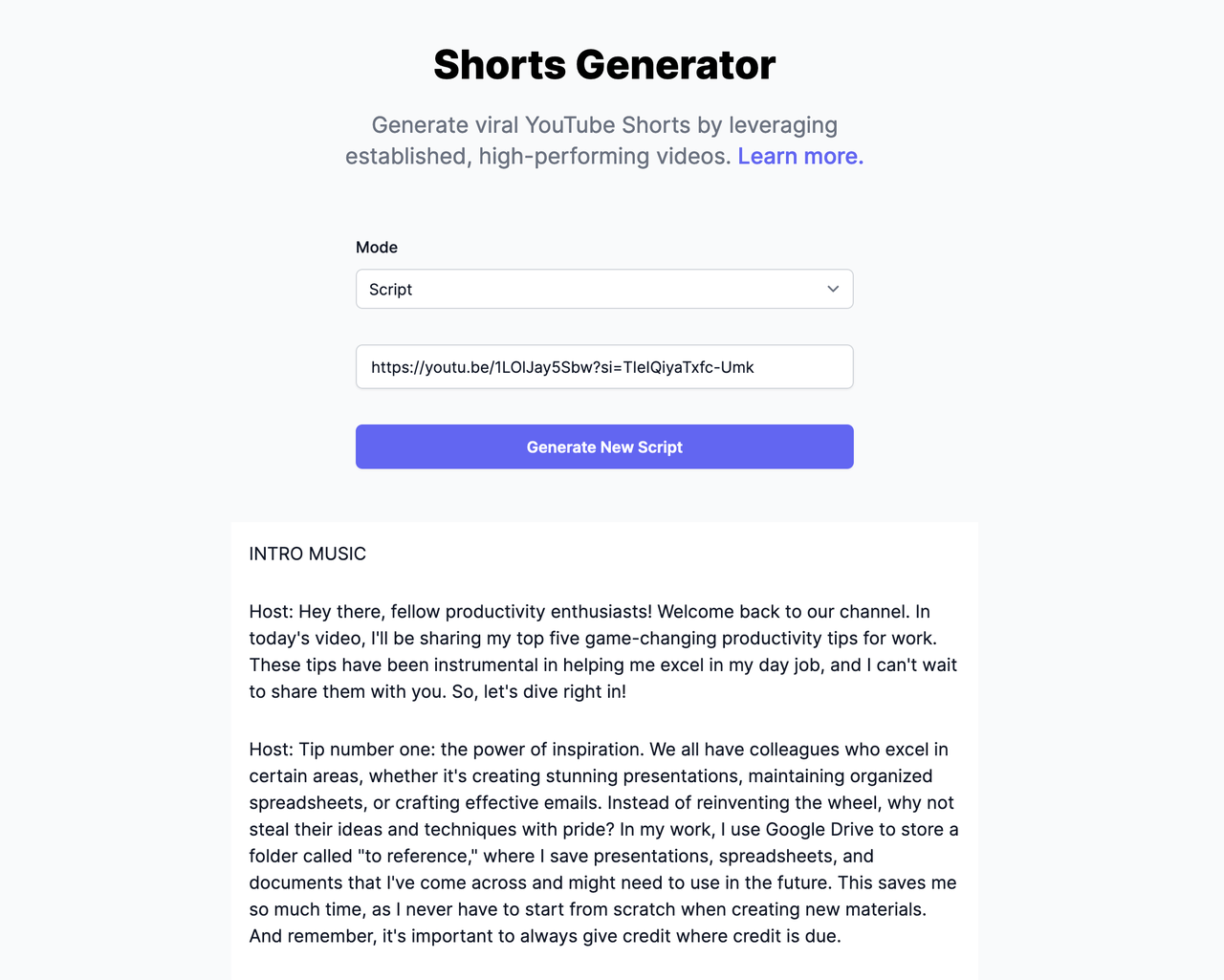 Shorts Generator AI 截图