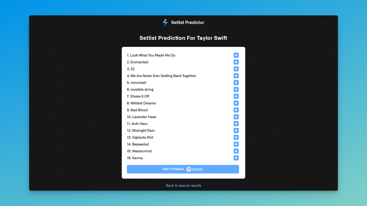 Setlist Predictor 截图