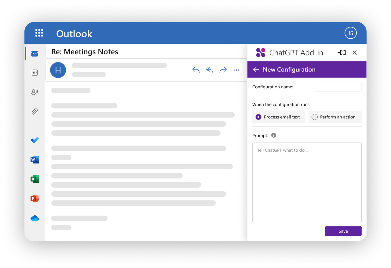 ChatGPT Add-in for Outlook 截图