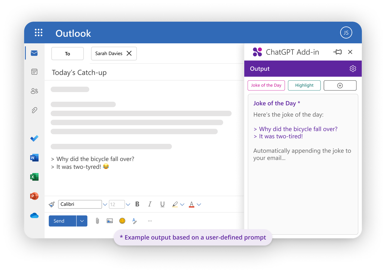 ChatGPT Add-in for Outlook 截图