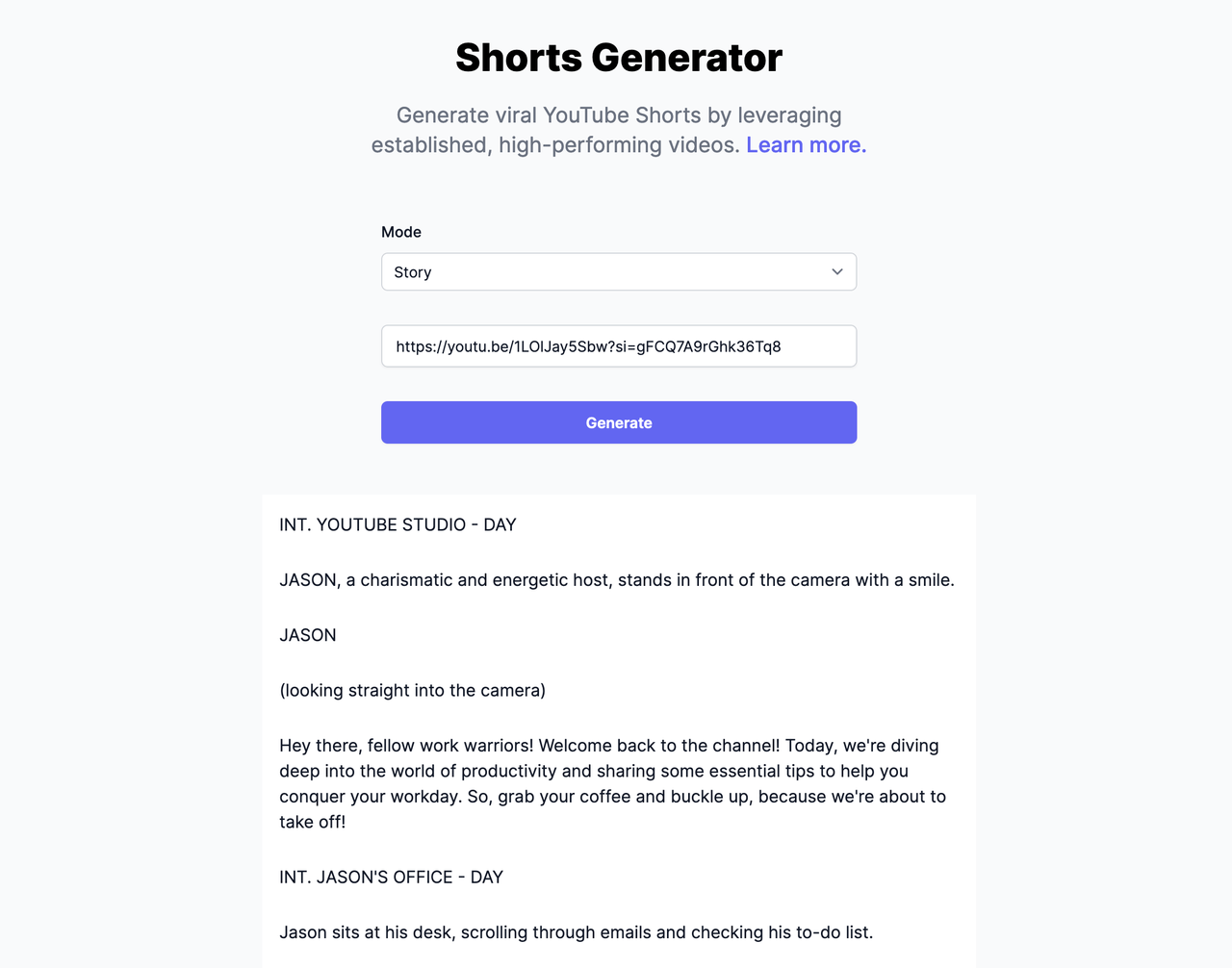 Shorts Generator AI 截图