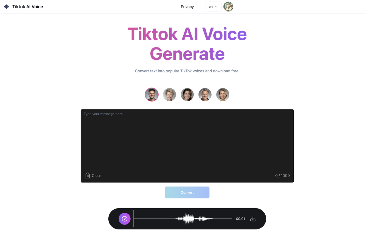 Tiktok AI Voice 截图