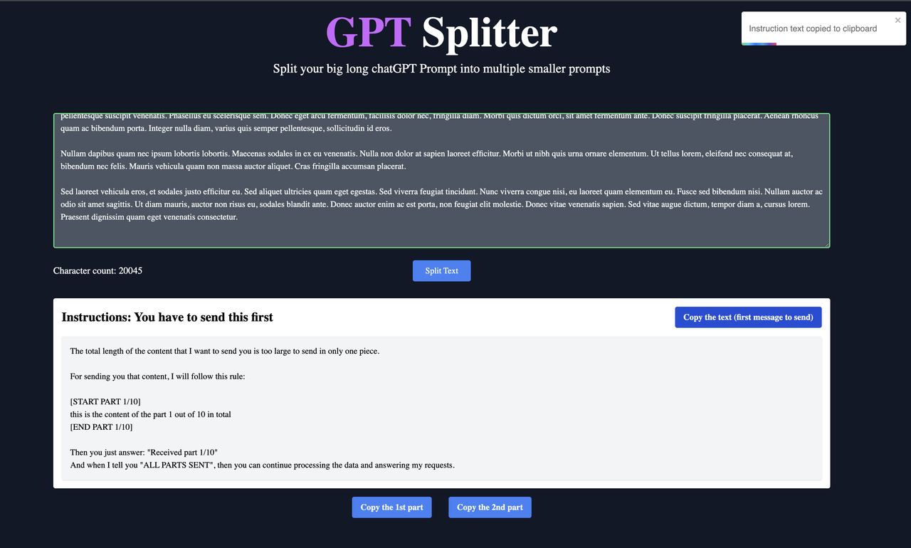GPTSplitter 截图