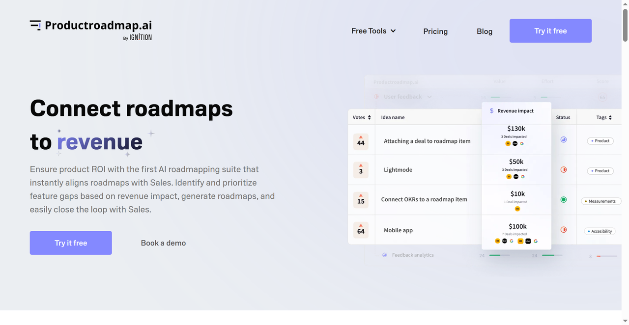 ProductRoadmap.ai 截图