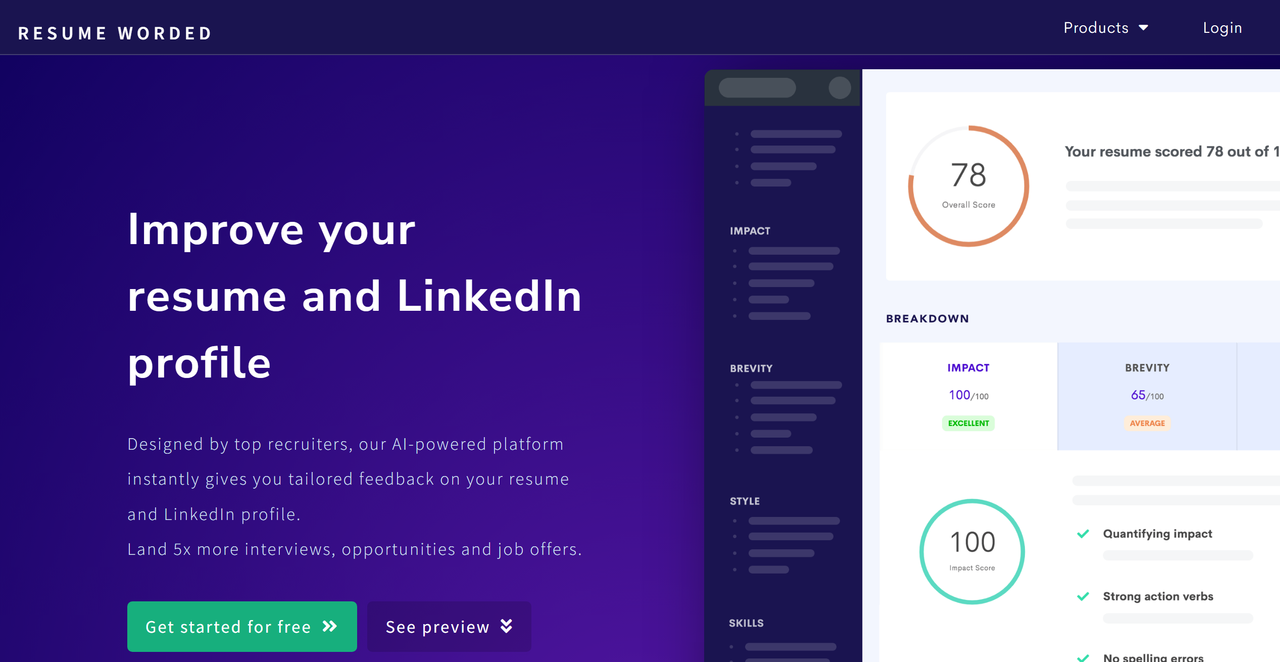 Resume Worded 截图