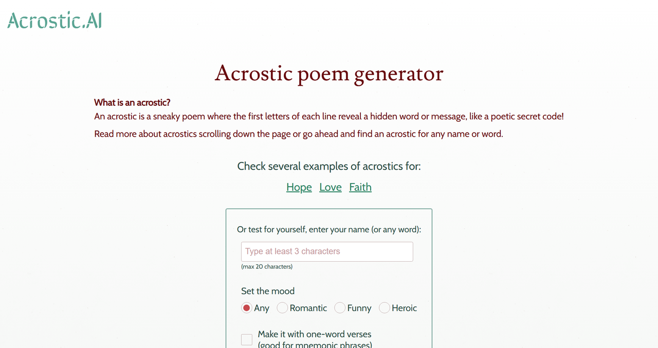 Acrostic.AI 截图